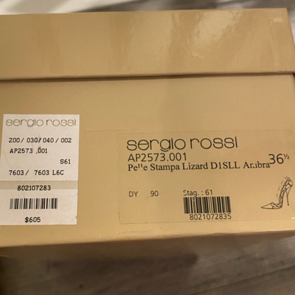 Sergio Rossi pelle stampa lizard d1sll ambra heels - Picture 7 of 7